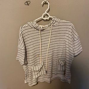 Anthropologie Hooded Striped Top Size Medium